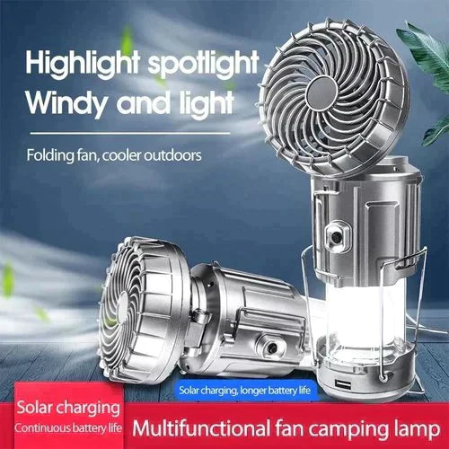 Portable Solar Powered Camping Lantern with Fan for Outdoor