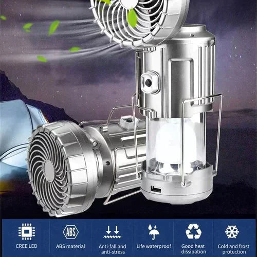Portable Solar Powered Camping Lantern with Fan for Outdoor