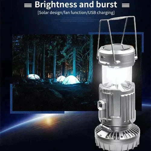 Portable Solar Powered Camping Lantern with Fan for Outdoor