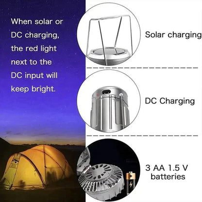Portable Solar Powered Camping Lantern with Fan for Outdoor