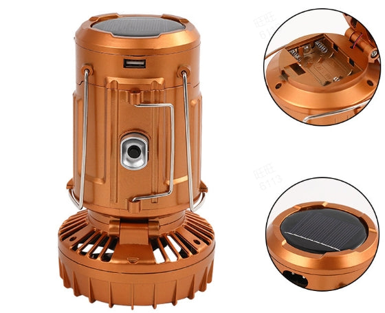 Portable Solar Powered Camping Lantern with Fan for Outdoor