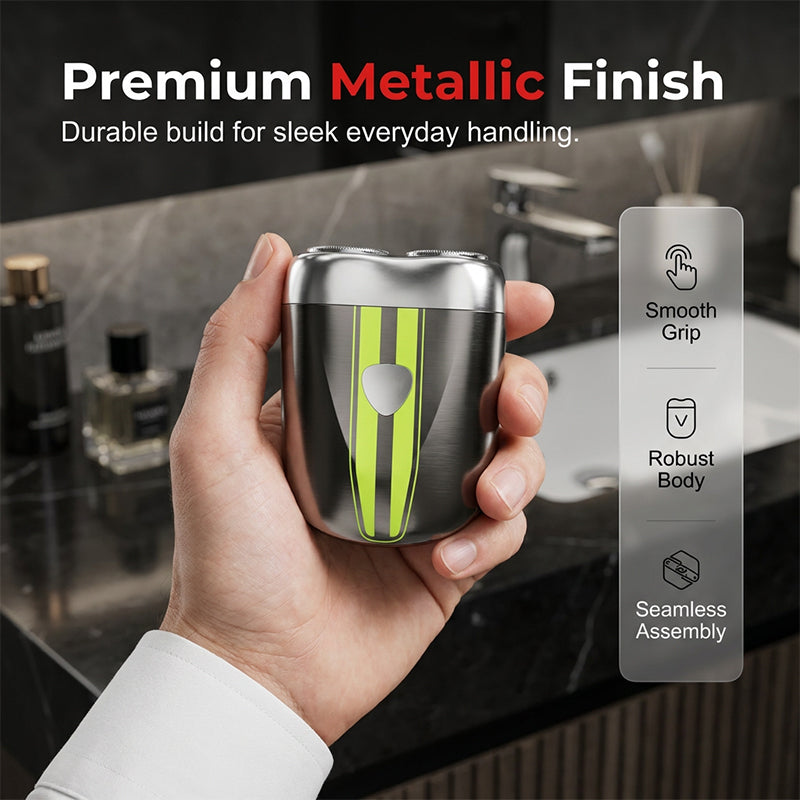 Precision Dual-Blade Portable Shaver – Ultra-Sleek Alloy Body, Fully Washable & USB Rechargeable for Effortless, Skin-Friendly Grooming On the Go