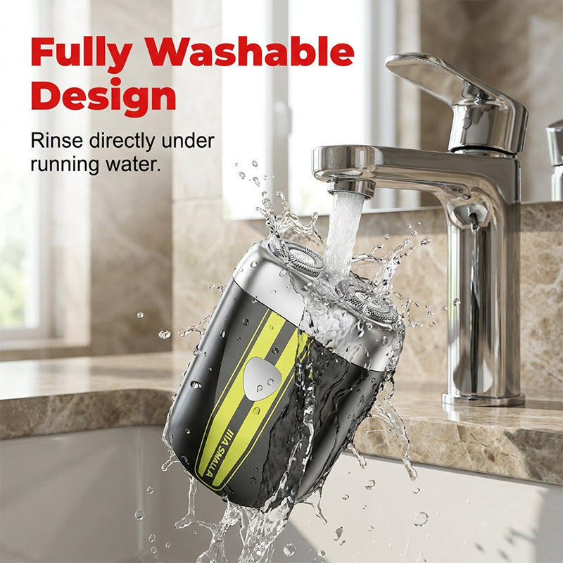 Precision Dual-Blade Portable Shaver – Ultra-Sleek Alloy Body, Fully Washable & USB Rechargeable for Effortless, Skin-Friendly Grooming On the Go
